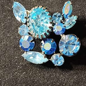 Dazzling Aqua and Sapphire Brooch